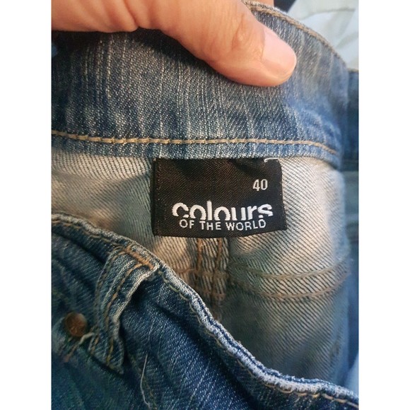 Colours Of The World Womens Shorts Sz 40 Denim Blue Mid Waist Mid Rise Rolled Up - Picture 6 of 11